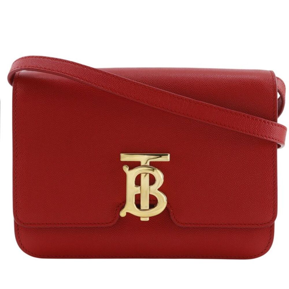 Burberry Tb Flap Leather Red Leather Handbag